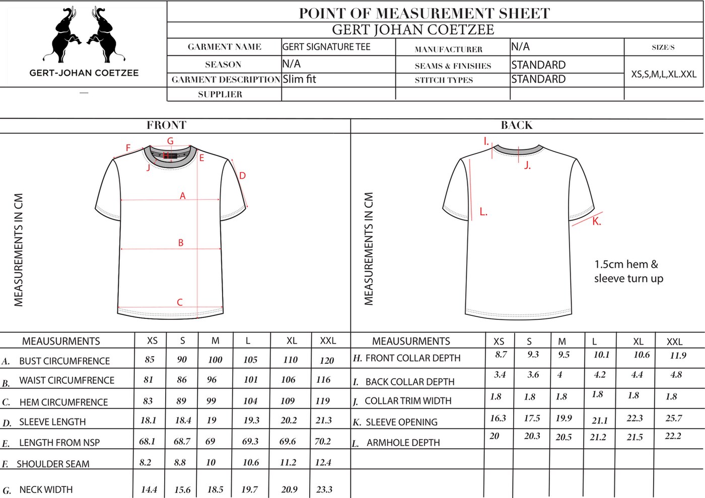 SpecHaus point of measurement sheet with a graded size curve